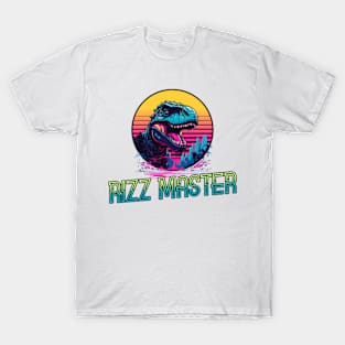 Rizz Master Streetwise Slang - Funny Cool Kids Dinosaur Statement Novelty Graphic Tee T-Shirt